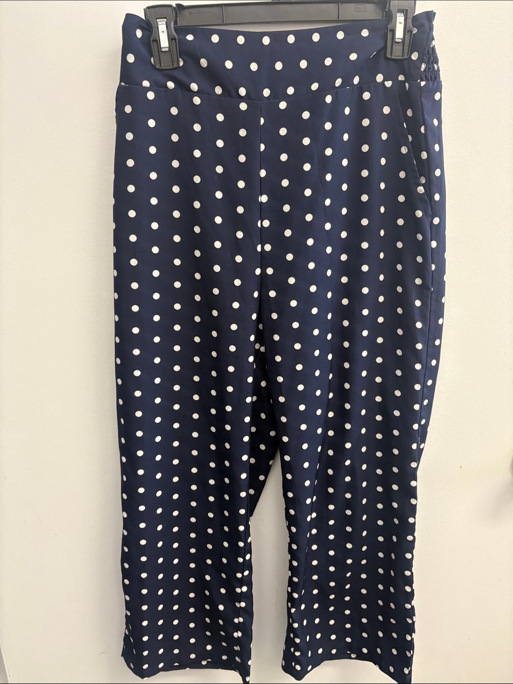 SHEIN Navy Blue Polka Dot Wide-Leg Pants
